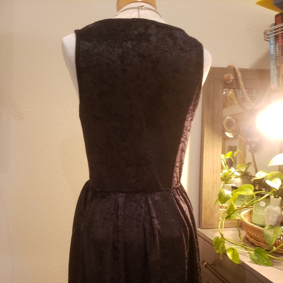 Crushed Black Velvet Sleeveless dress Sz LARGE - Picture 7 of 9